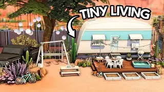 TINY LIVING IN MODERN CARAVAN 🌵 The Sims 4 Speed Build