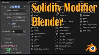 Blender , модификатор Solidify со всеми настройками