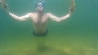 Aqua acrobatics. Hand fin