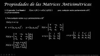 Matrices anti simétricas y sus propiedades
