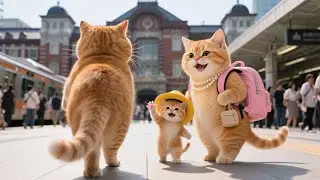 Ginger Misses Papa Cat😿| Ginger & Mama Cat’s Journey to Meet Papa Cat at the Beach🚗🌊