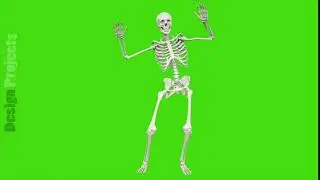 Skeleton dancing. Seamless loop animation on green screen.