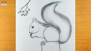 how to draw squirrel step by step easy || how to draw a squirrel eating nuts