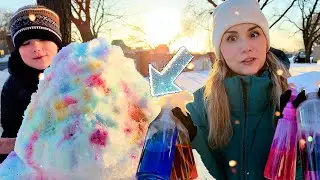Snowy Fun: Building a Colorful Snow Tree! 🎄✨ & Epic Snowball Battles!