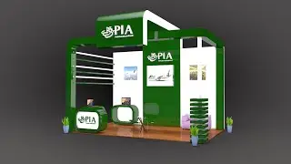Green fly Exhibition stand modeling and texturing in cinema 4d