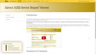 A short introduction to AXIS Server Report Viewer
