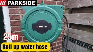 Parkside Water Hose Reel box 25 meter - Garden wall mounted Roll up hose