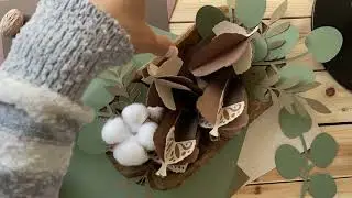 Arranging 3D Paper Acorns in Dough Bowl
