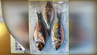 Как нарисовать рыбу. Рисуем копченую рыбу. Акрил
