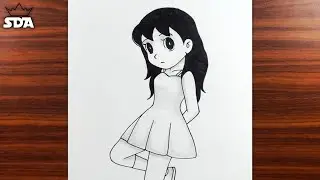 How to Draw Shizuka from Doraemon step by step || Easy drawing ideas for beginners