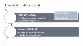 French lesson with Vincent = Unit 1 = Lesson L = L'article interrogatif