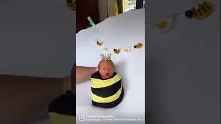 Beautiful newborn baby posing at queen bee set up. Baby is held at all times as seen in video 🐝