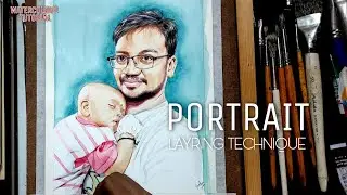 DAD and Daughter portrait ,Watercolor On Canson Sheet || Full Timelapse Video | tutorial