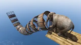 الفيل يمشي داخل الأنبوب قراند 5 GTA V Elephant walks into a pipe