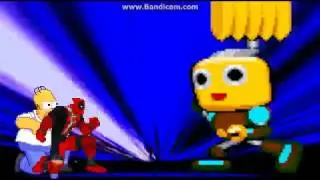M.U.G.E.N. Homer Simpson   and DeadPool in arcade mode (Part 1)