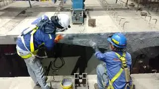 Epoxy Glue Application & Temporary  Pre-stressing at Viaduct Segment Joint