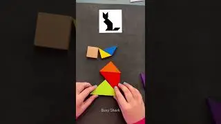Solving Tangram Puzzle - Wooden Cat 