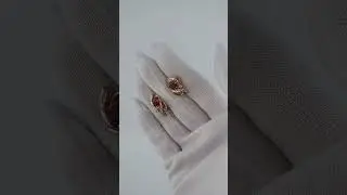 Золотые серьги из красного золота 585 пробы с корундами и фианитами Арт 001876