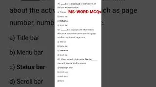 MS-WORD MCQs 👨‍🏫👨‍💻 #msword #mswordtutorial