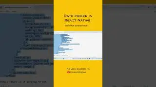 Date picker in ReactNative within 2 minutes||Free source code