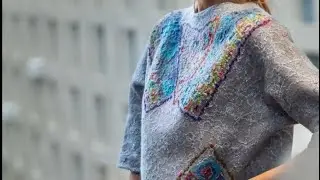 Платье с рукавами нуновойлок, технология валяния