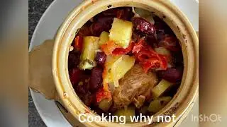 Home-style roast with beans in pots