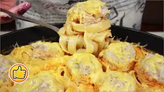 Pasta Nests with Minced Meat in a Pan, Quick and Tasty!