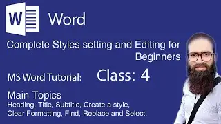 Class No: 4. Styles and Editing Group in Home Tab Microsoft Office Word. Class 4. Urdu / Hindi