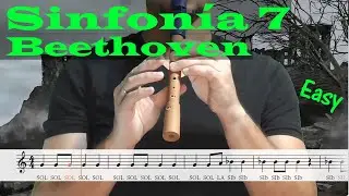 Sinfonía 7 de Beethoven - Tutorial flauta con partitura | Karaoke instrumental