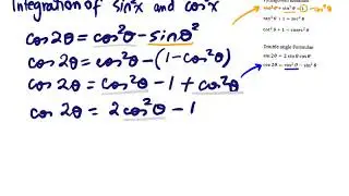 Trig Identities Double Angles for Integration cos squared