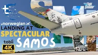 MSFS | SPECTACULAR cockpit landing at sunny Samos | PMDG 737