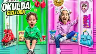 OKULDA GİZLİ ODA YAPTIK !! 24 SAAT GİZLİ ODADA YAŞADIK !! KUZEY ELİF !?