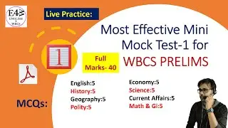 🔥Most Expected Mini Mock Test-1 for Wbcs Prelims |🔥Chech Your Ability | Live Mock Test |Wbcs Prelims
