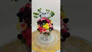 🦉Композиция из мыла в пеньке из гипса " Сова в ягодах"🦉🍓🍒