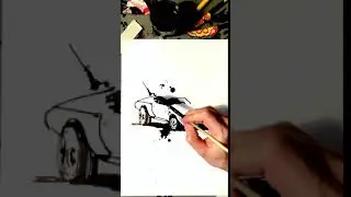 Ink cola pen Mad Max car drawing process.