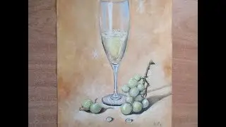 Виноград и бокал вина!Натюрморт.(подробно часть 2)