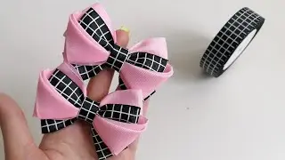 Бантики в клеточку/ Бантики из лент 4 и 2,5 см
