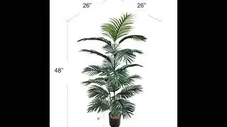 Artificial Areca Palm Tree, 4' Lifelike Tropical Tree, Pre-Potted, Easy To Use, Clean And Set Up.