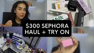 sephora haul + try on (viral makeup products) full face of products