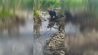 Весёлая рыбалка! Поймал карпа руками!