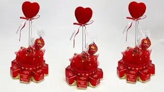 Sweet mini composition for Valentine's Day 2022. Gifts and candy crafts