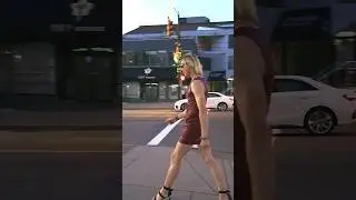 Crossdresser in Public walking in Dress and High Heels