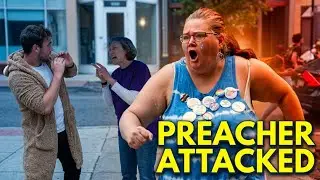 IRATE Pride Supporter UNLEASHES & ATTACKS A Street Preacher!