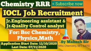 IOCL Job Recruitment|| Jr.Quality Control analyst| For Bsc Chemistry, Physics,Math||
