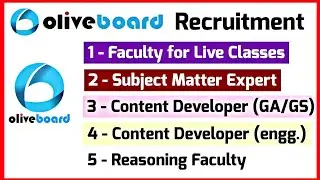 Oliveboard Recruitment | Reasoning Faculty | Best Teaching Jobs | Content Developer ( GA/GS/Engg)