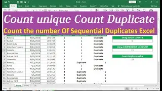 how to count duplicate and unique values in a column in excel