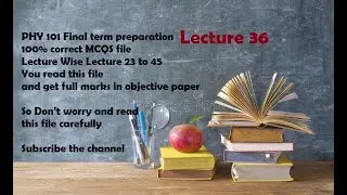 PHY 101 final term preparation 100% correct MCQS solution  File Lecture 36-VU Guys