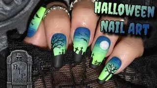 Easy Halloween Nail Art | Spooky Graveyard Nails 🎃