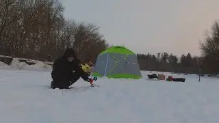Two days on the ice! Fishing with tip-ups and balance lures!