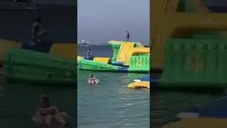 Man Slips and Falls off Large Floating Castle Into Sea - 1533769